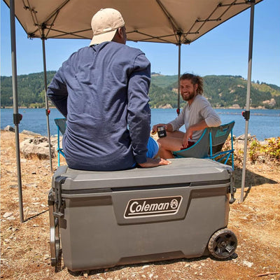 Coleman Convoy Series 100 Quart Cooler with Wheels and Metal Handle, Dark Storm