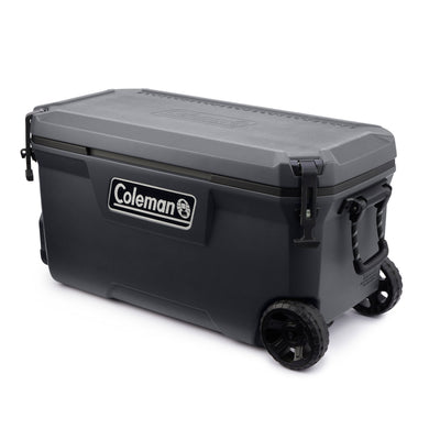 Coleman Convoy Series 100 Quart Cooler with Wheels and Metal Handle, Dark Storm