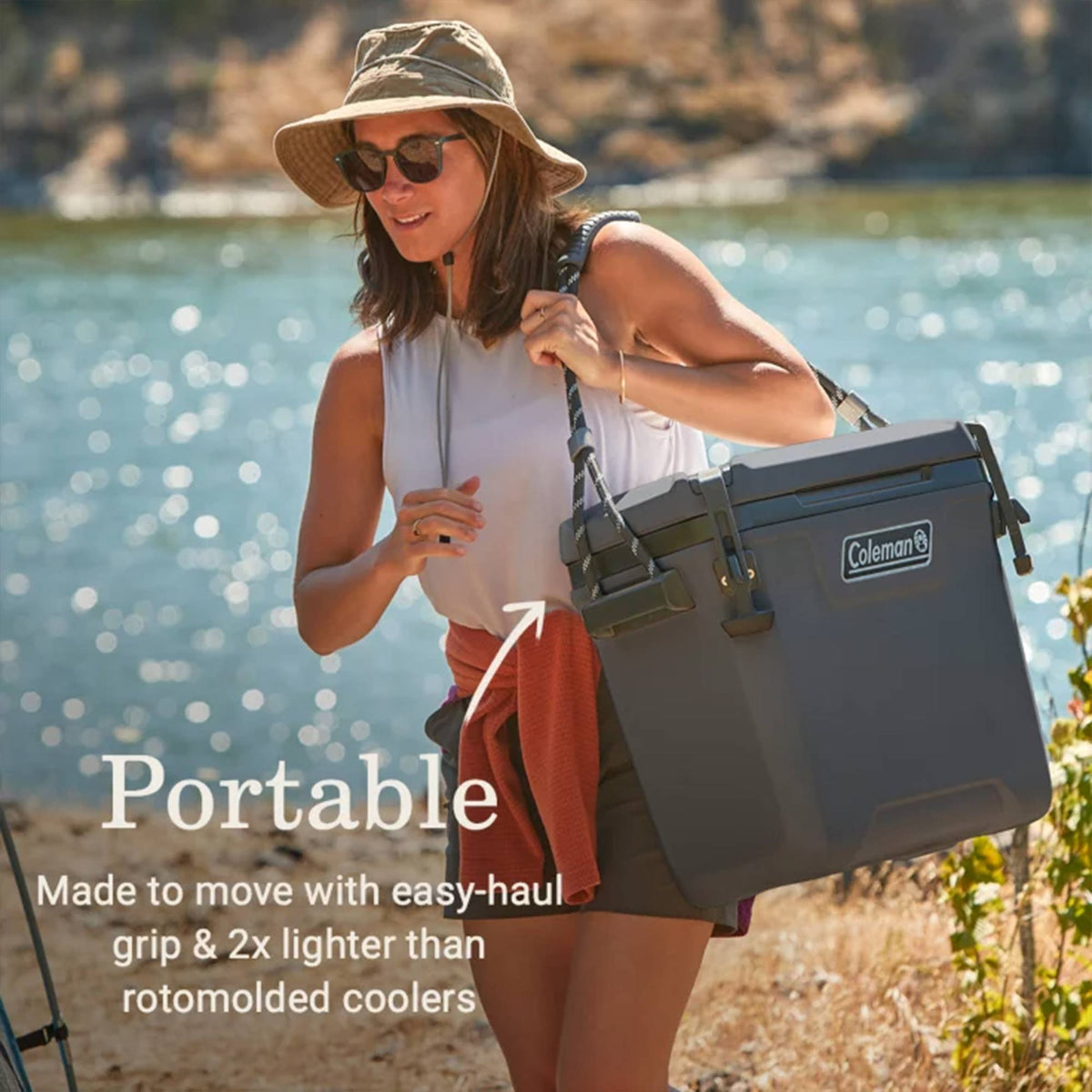 Coleman Convoy Series 28 Quart Cooler with Reflective Rope Handles, Dark Storm