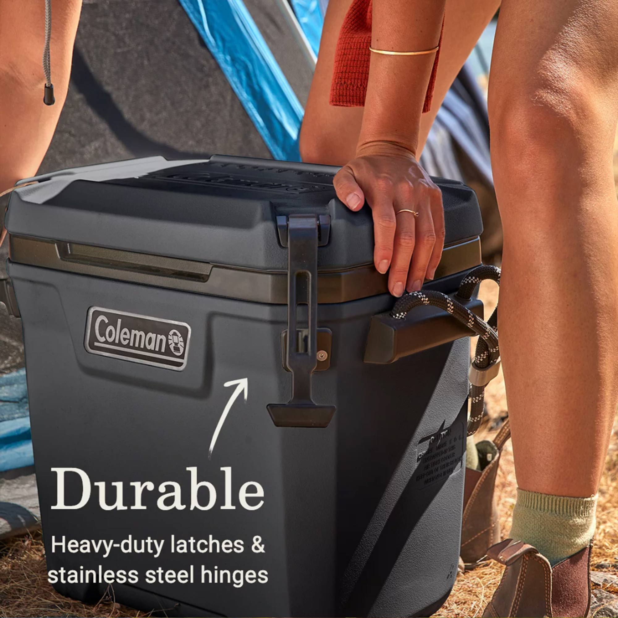 Coleman Convoy Series 28 Quart Cooler with Reflective Rope Handles, Dark Storm