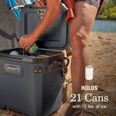 Coleman Convoy Series 28 Quart Cooler with Reflective Rope Handles, Dark Storm