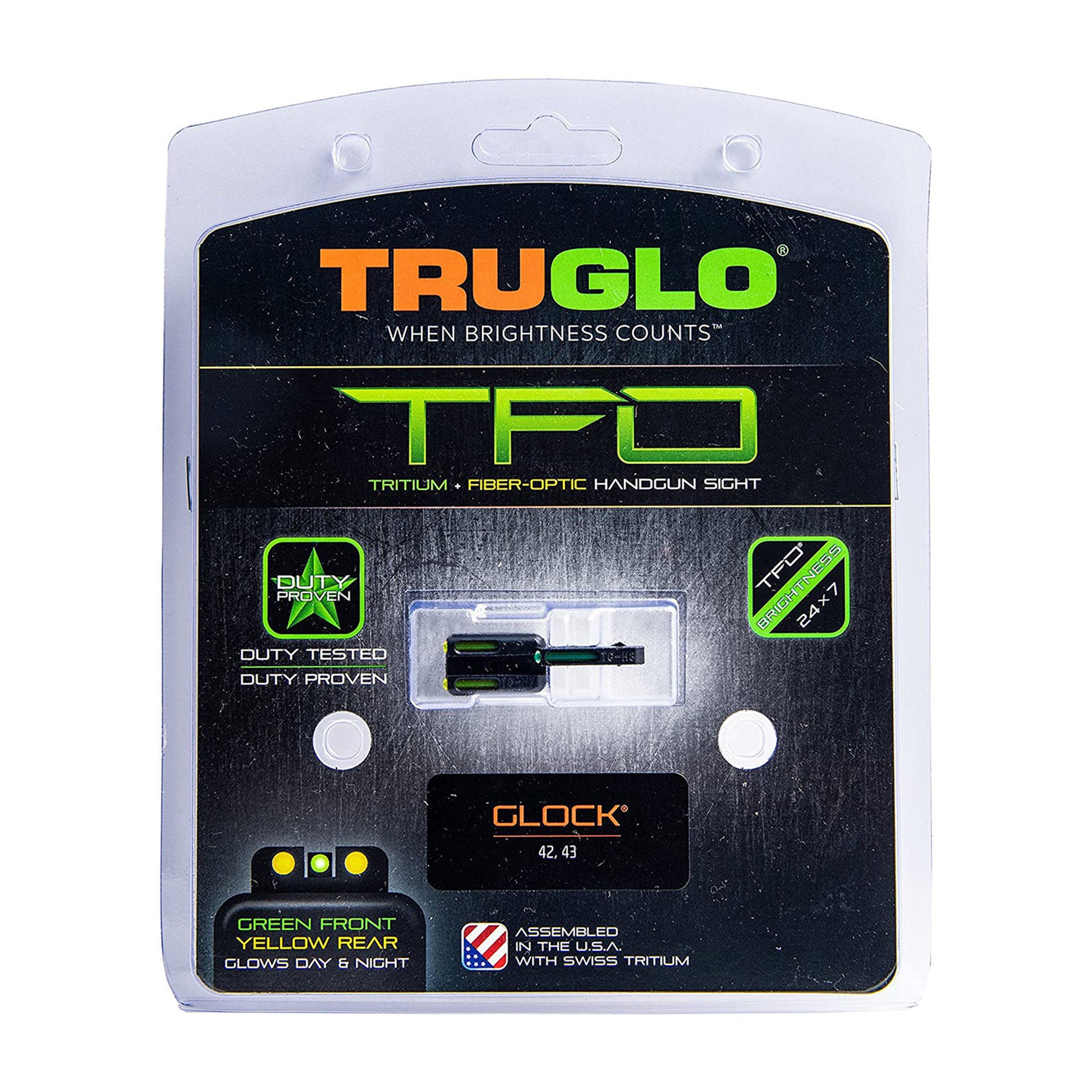 TruGlo Fiber Optic Handgun Glock Pistol Sight Accessories for Glock 42 (2 Pack)