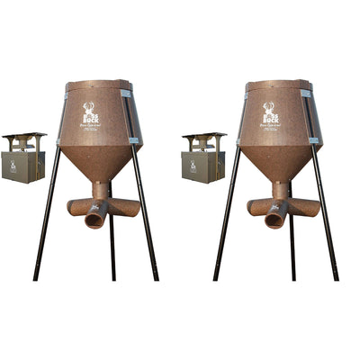 Boss Buck Texas 2 Step 200 Lb Drum Gravity Spin Tripod Wildlife Feeder (2 Pack)