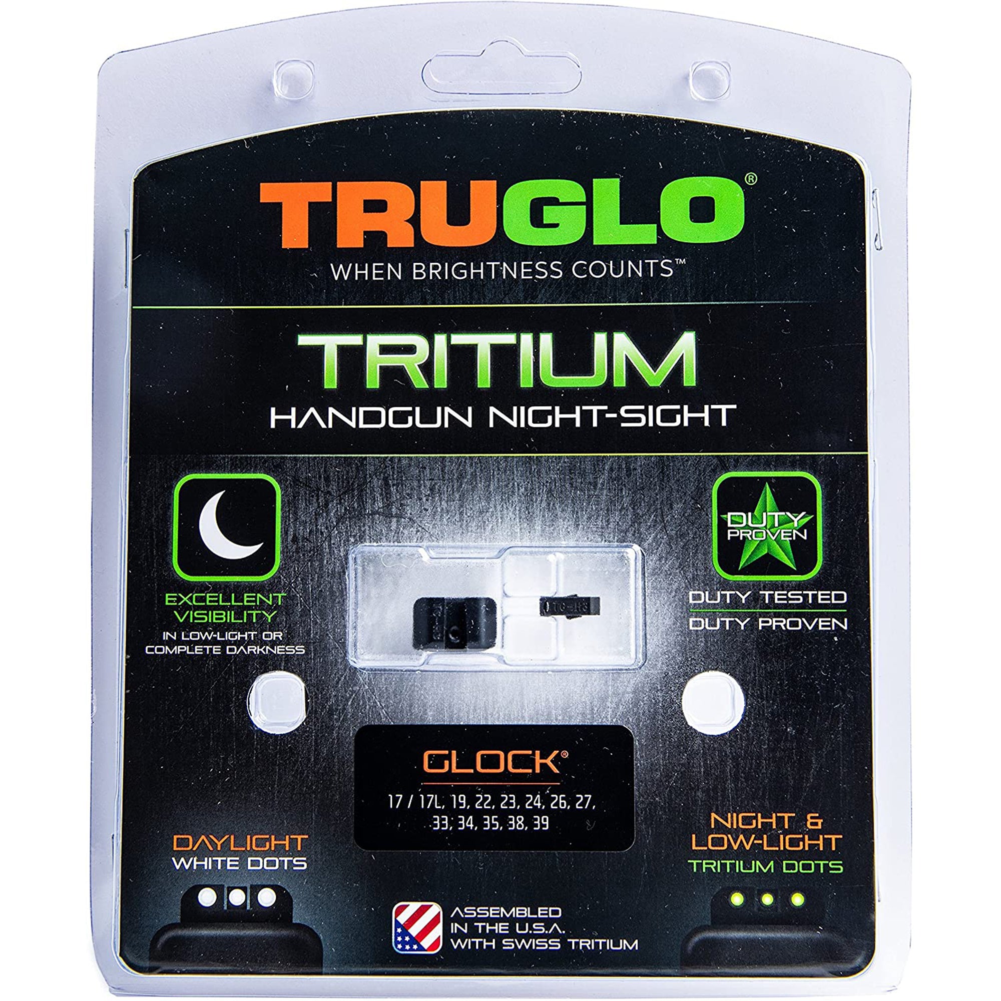TruGlo Tritium Pro Brite Site Low Set Glock Handgun Sight, Glock 17 (2 Pack)