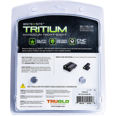 TruGlo Tritium Pro Brite Site High Set Glock Handgun Sight for Guns (2 Pack)
