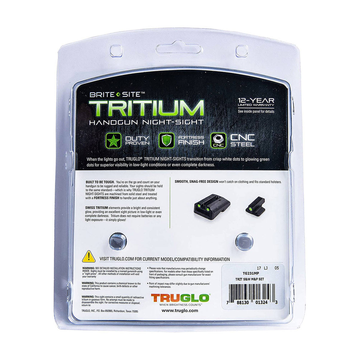TruGlo Tritium Glow in the Dark Sight for Smith & Wesson M&P Pistols (Open Box)