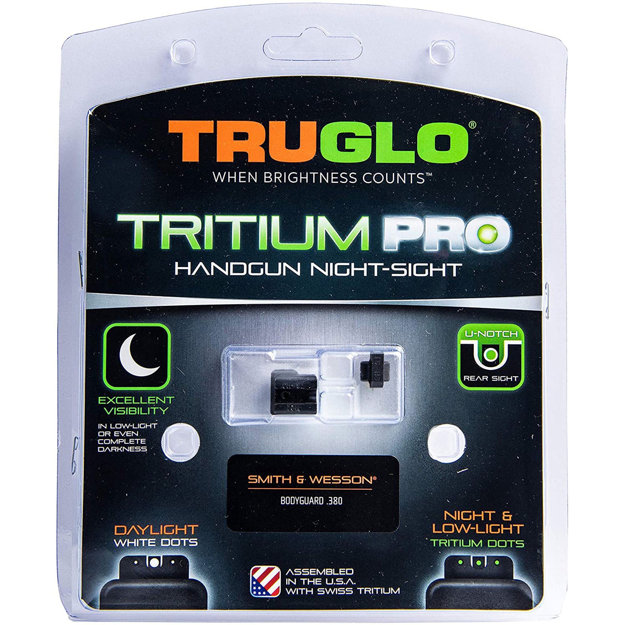 TruGlo Pro Glow in the Dark Gun Sight for S&W BODYGUARD 0.380 Pistols (2 Pack)