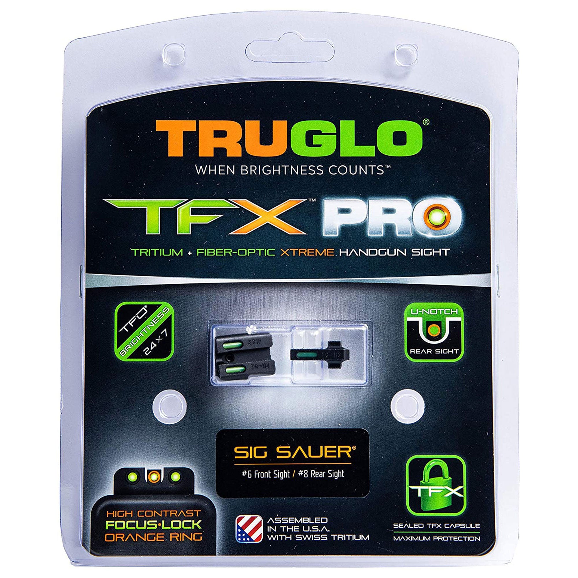 TruGlo Pro TFK Fiber Optic Tritium Handgun Sight for Sig Sauer Pistols (2 Pack)