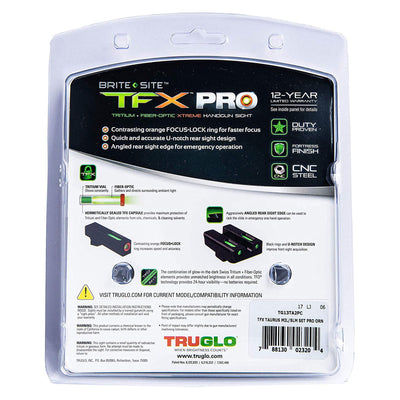 TruGlo Pro TFK Fiber Optic Tritium Glock Pistol Sight Accessory, Taurus (2 Pack)