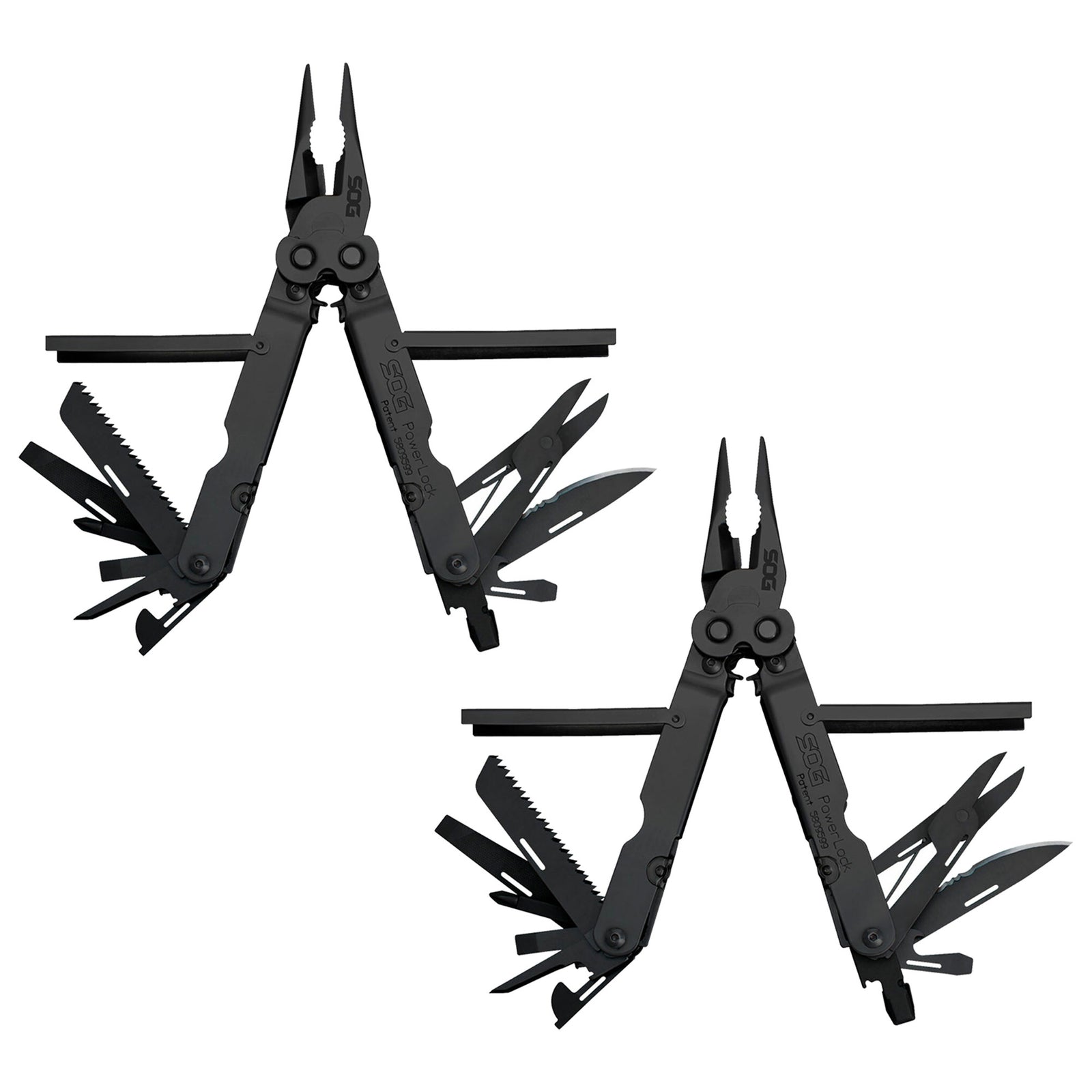 SOG PowerLock Stainless Steel Folding Knife Multi Tool Pliers, Black (2 Pack) - VMInnovations