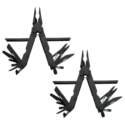 SOG PowerLock Stainless Steel Folding Knife Multi Tool Pliers, Black (2 Pack) - VMInnovations