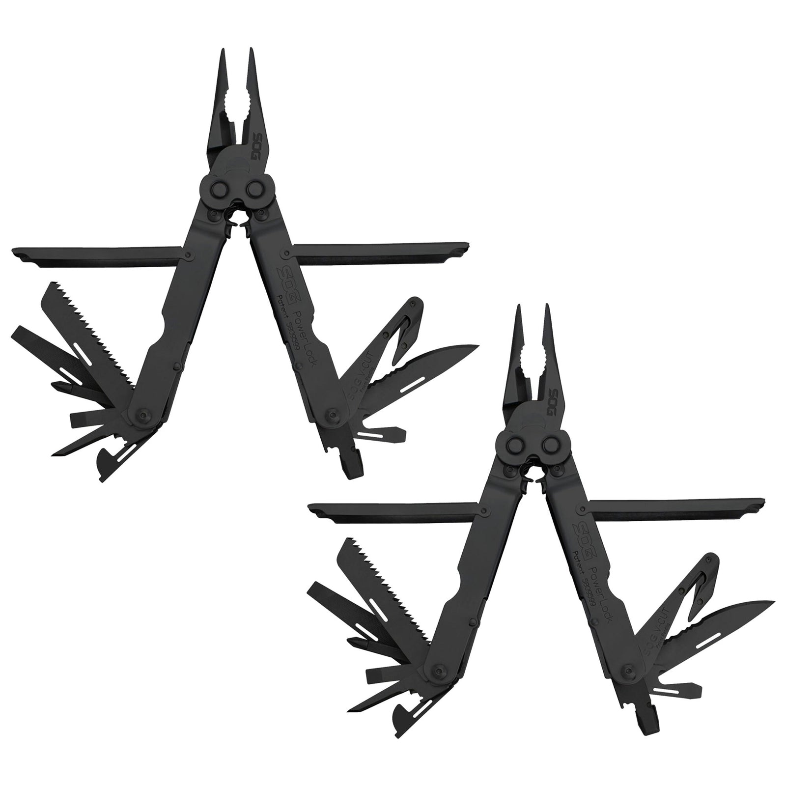 SOG Powerlock Stainless Steel Folding V Cutter Multi Tool Pliers, Black (2 Pack) - VMInnovations