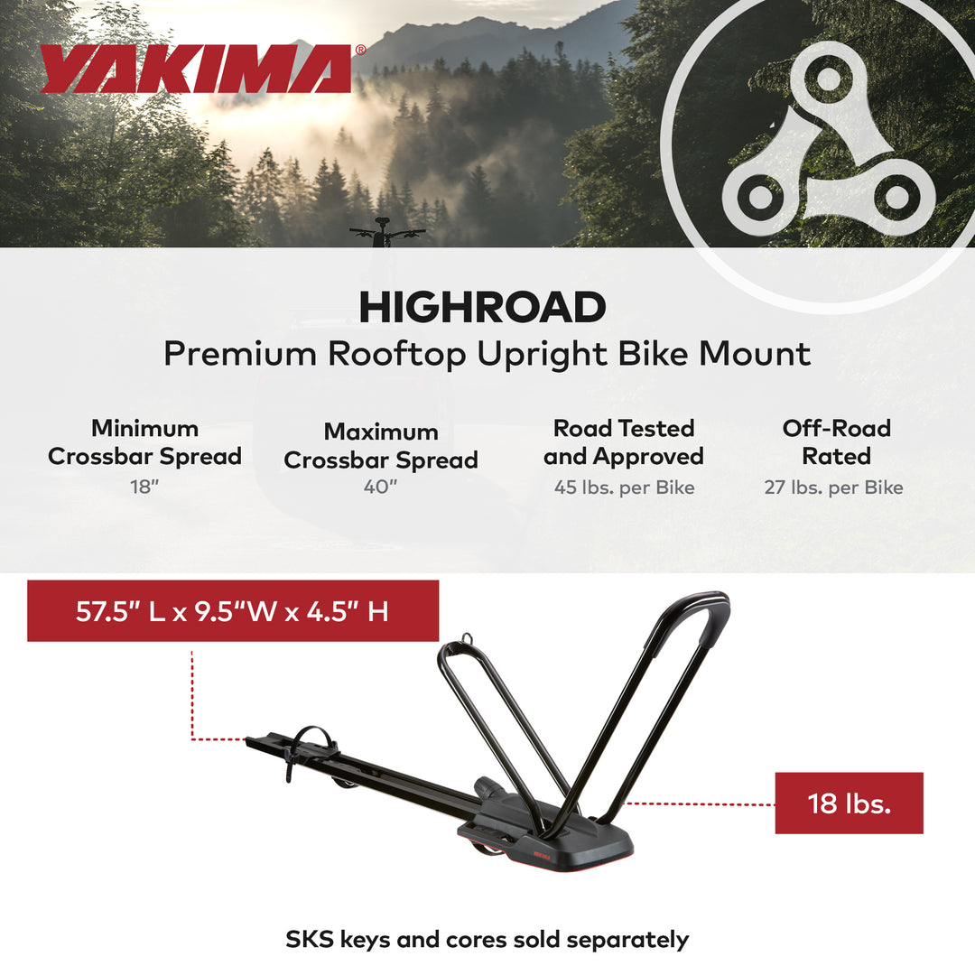 Yakima HighRoad Rooftop Upright Bike Mount with TorqueRight Knob and Tray, Black