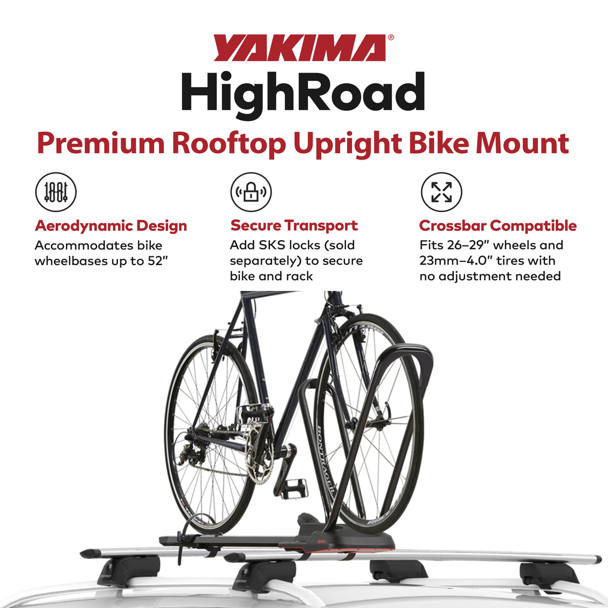 Yakima HighRoad Rooftop Upright Bike Mount, Black (Open Box)