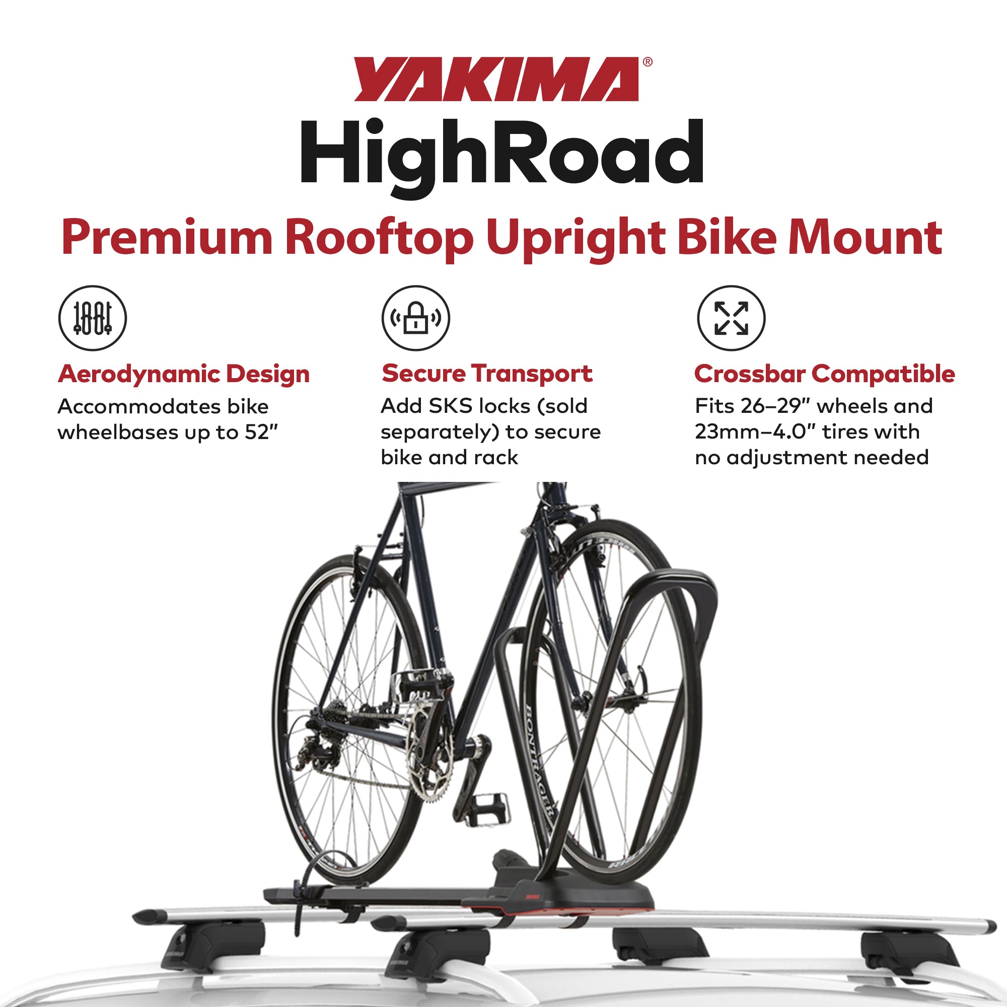 Yakima HighRoad Rooftop Upright Bike Mount, Black (Open Box)