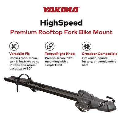 Yakima HighSpeed Premium Rooftop Fork Bike Mount with TorqueRight Knob, Black - VMInnovations