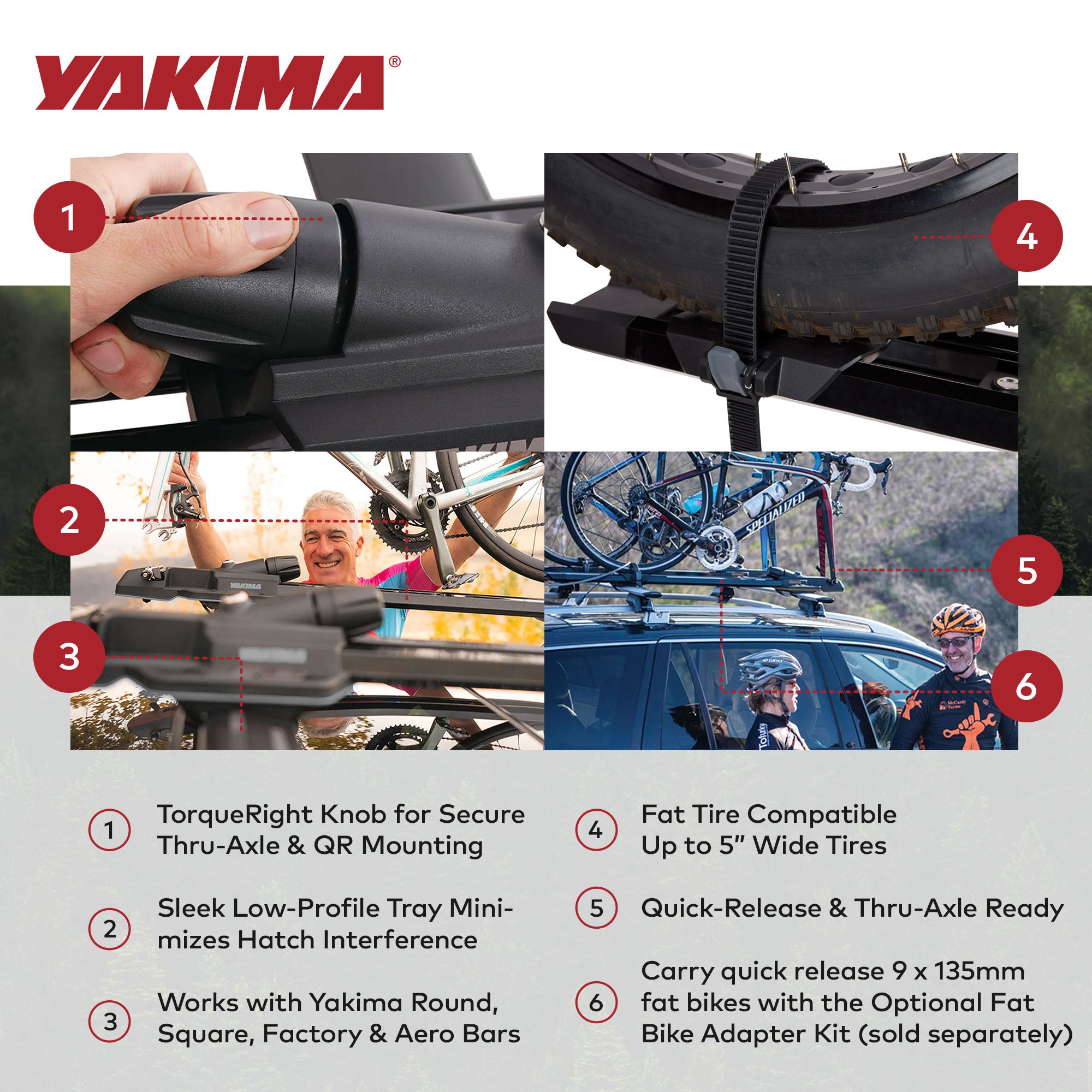 Yakima Premium Rooftop Fork Bike Mount w/TorqueRight Knob, Black (Open Box)