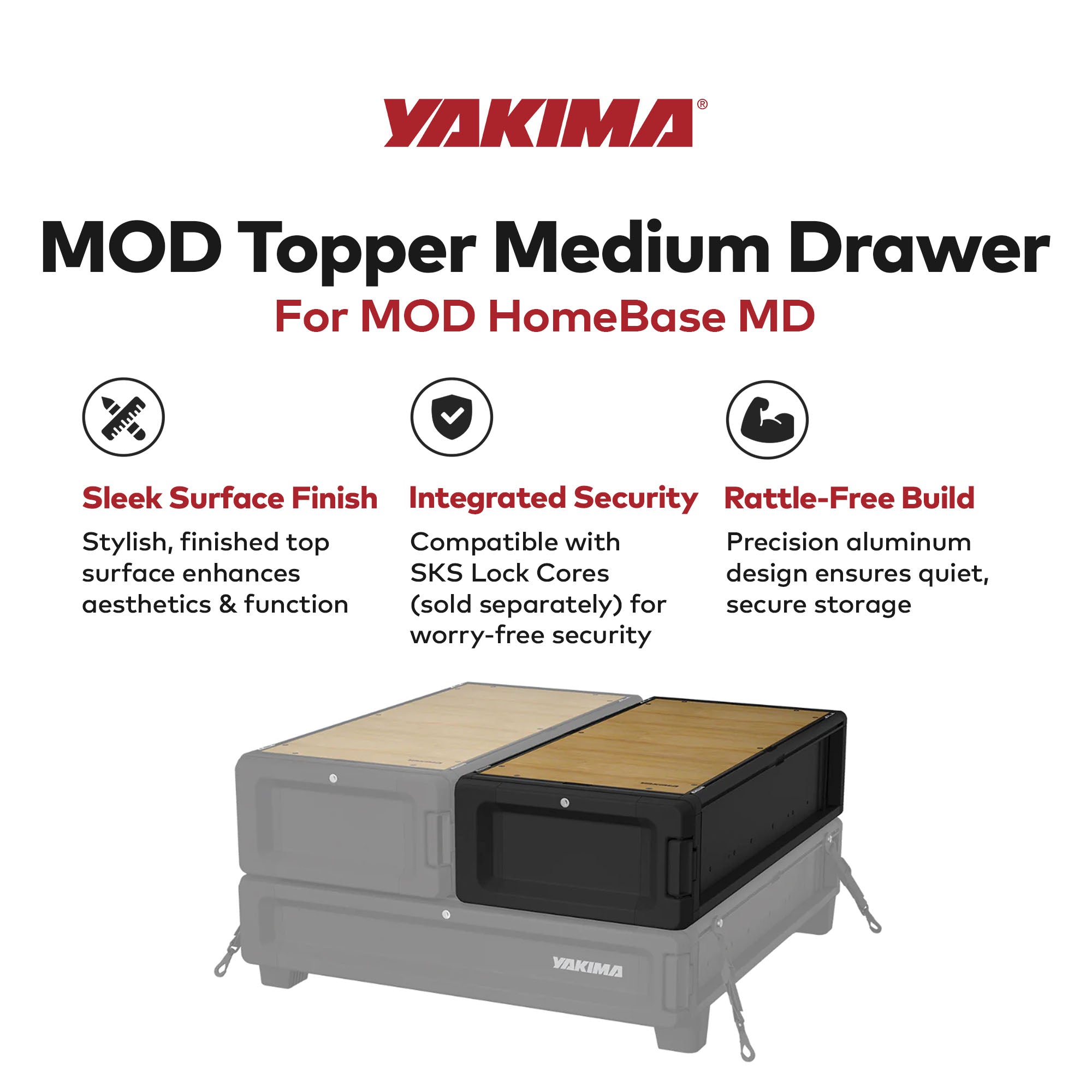 Yakima MOD Topper Medium Drawer Add On with Finished Top Surface and SKS Lock - VMInnovations