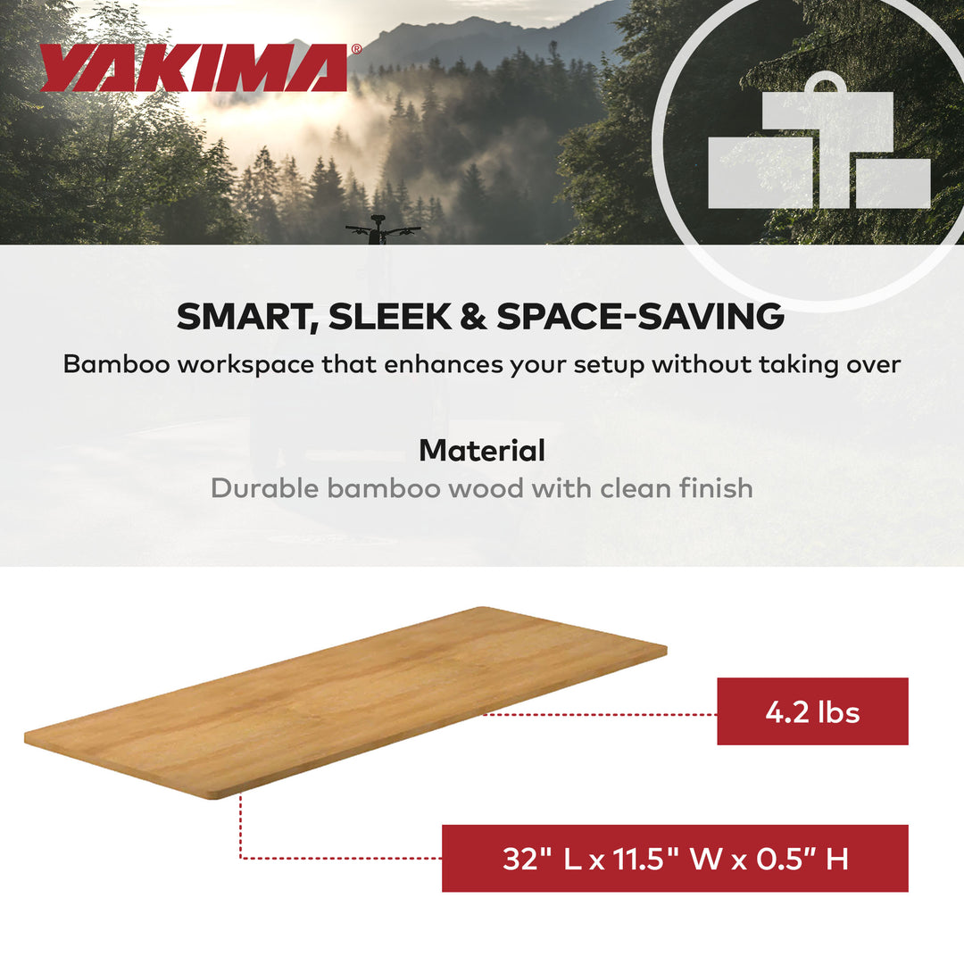Yakima MOD Work Space Bamboo Finish Drop In Table Top fits MD and LG HomeBase - VMInnovations