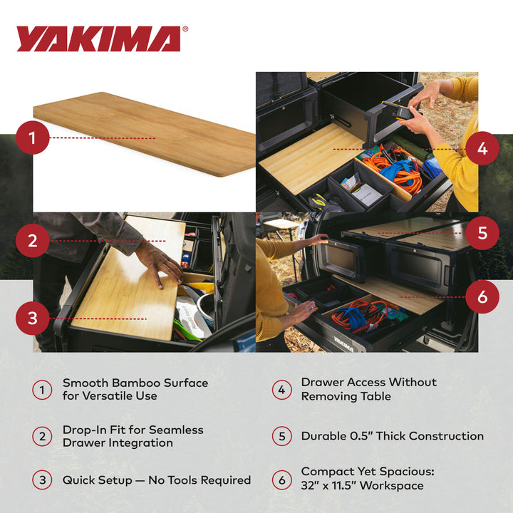 Yakima MOD Work Space Bamboo Finish Drop In Table Top fits MD and LG HomeBase - VMInnovations