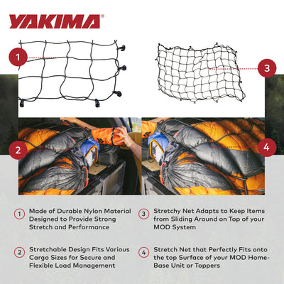 Yakima 32 x 19 Inch Cargo Stretch Net for MOD HomeBase Unit or Toppers, Black - VMInnovations