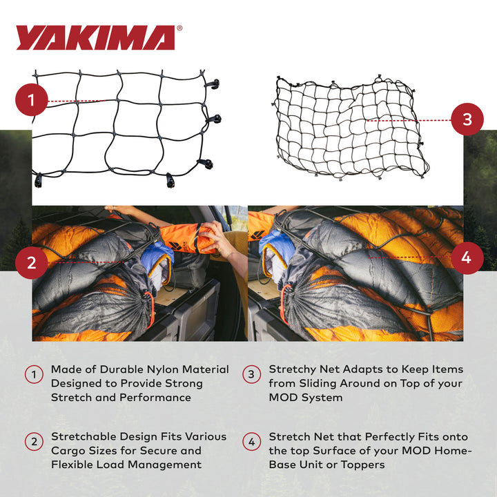 Yakima 32 x 19 Inch Cargo Stretch Net for MOD HomeBase Unit or Toppers, Black - VMInnovations