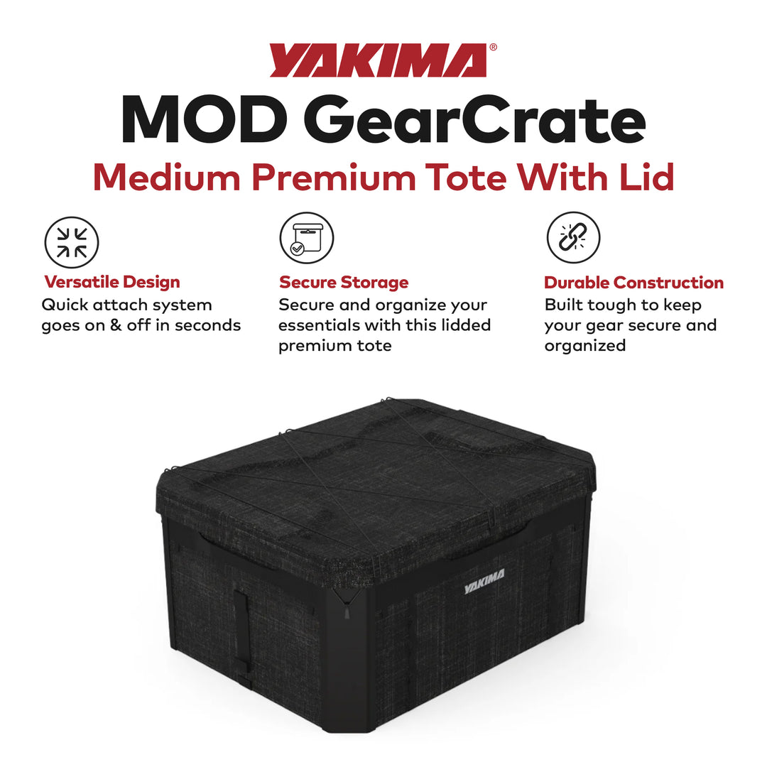 Yakima MOD GearCrate Medium Stackable Premium Tote with Lid and Divider, Black