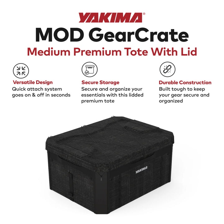 Yakima MOD GearCrate Medium Stackable Premium Tote with Lid and Divider, Black
