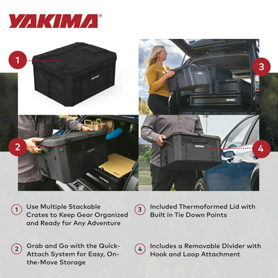 Yakima MOD GearCrate Medium Stackable Premium Tote with Lid and Divider, Black - VMInnovations