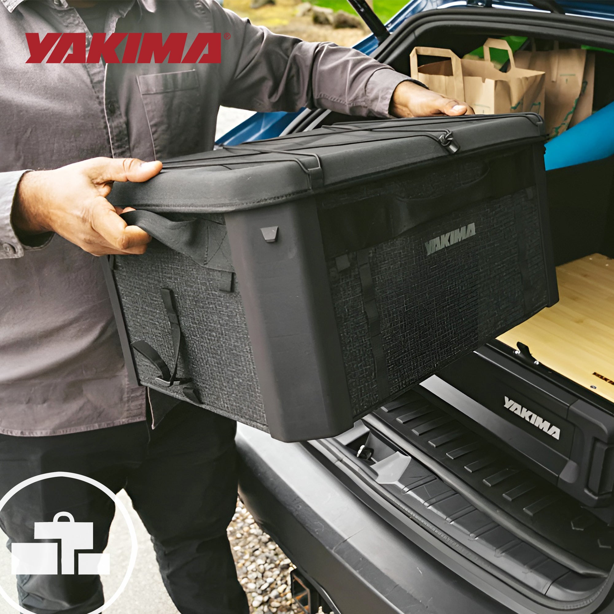 Yakima MOD GearCrate Medium Stackable Premium Tote with Lid and Divider, Black - VMInnovations