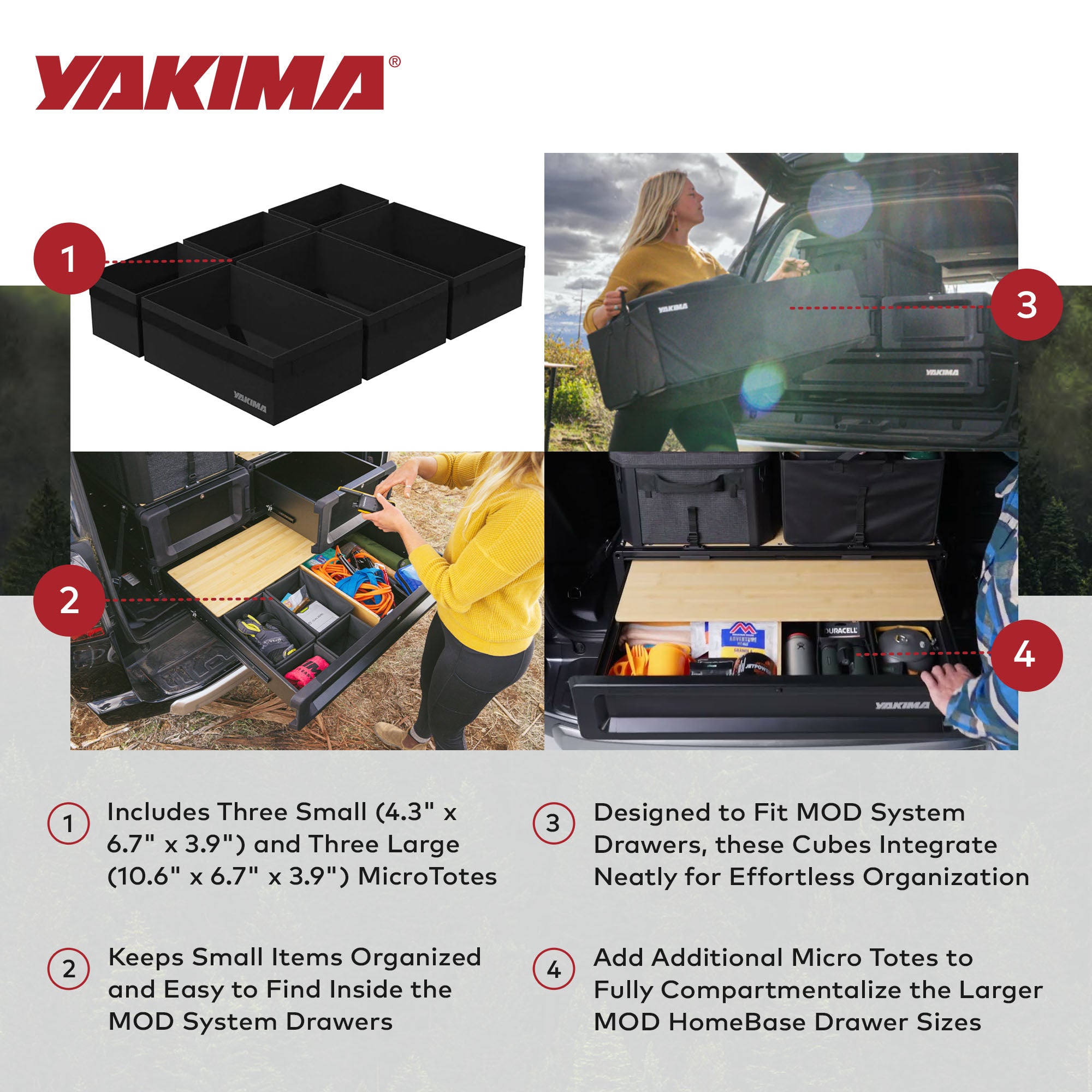 Yakima MOD MicroTotes Drawer Organizational Cubes with Collapsible Design, Black - VMInnovations