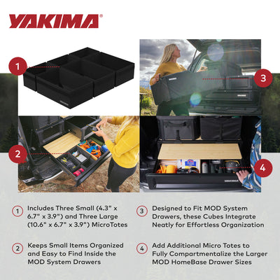 Yakima MOD MicroTotes Drawer Organizational Cubes with Collapsible Design, Black - VMInnovations