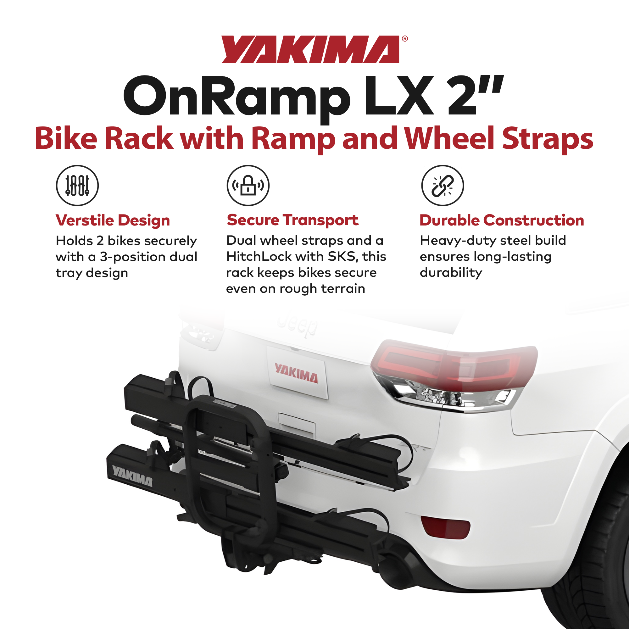 Yakima OnRamp LX Bike Rack with Ramp and Wheel Straps for 2" Hitch Receivers - VMInnovations