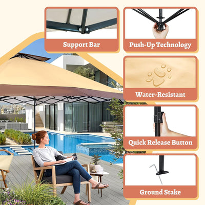 Suntime 13 x 13 Ft Instant Pop Up Canopy Portable Commercial Gazebo Tent, Khaki - VMInnovations