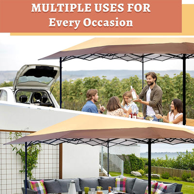 Suntime 13 x 13 Ft Instant Pop Up Canopy Portable Commercial Gazebo Tent, Khaki - VMInnovations