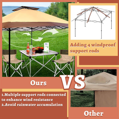 Suntime 13 x 13 Ft Instant Pop Up Canopy Portable Commercial Gazebo Tent, Khaki - VMInnovations