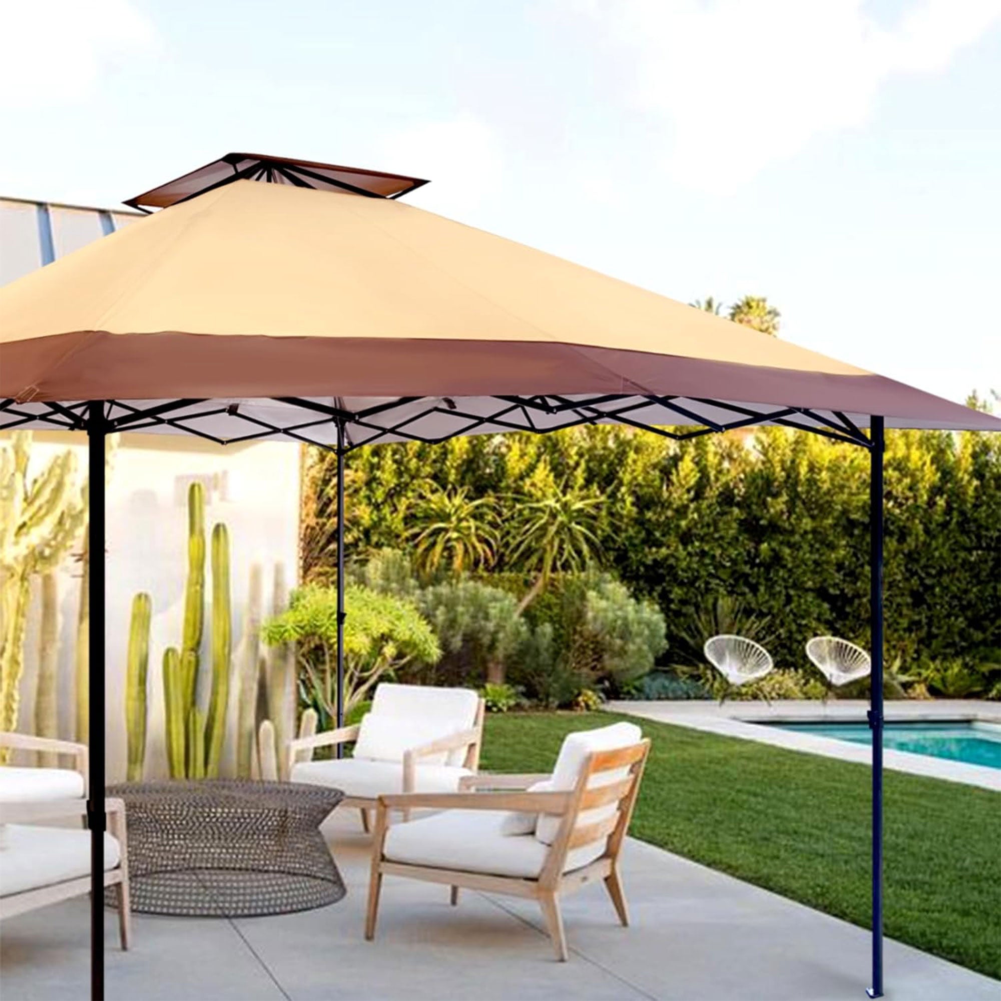 Suntime 13 x 13 Ft Instant Pop Up Canopy Portable Commercial Gazebo Tent, Khaki - VMInnovations