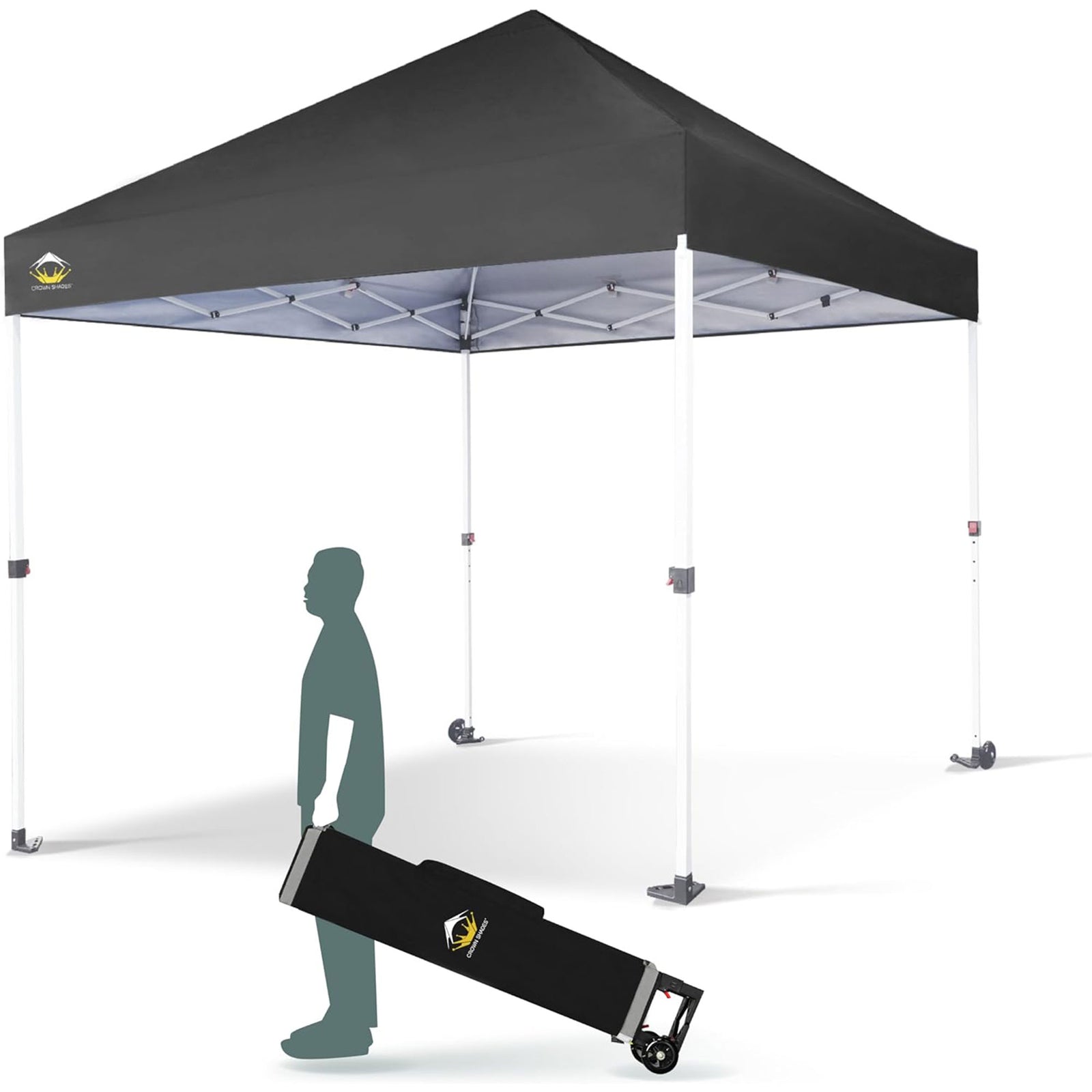 CROWN SHADES 8x8 Ft Commercial Pop Up Canopy Tent w/2 Wheels & Push Lock (Used) - VMInnovations