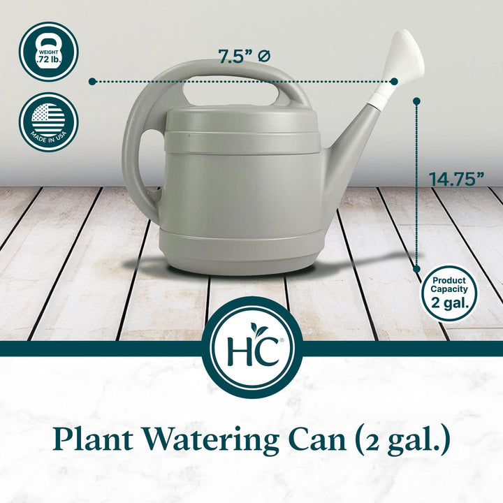 The HC Companies 2 Gal Plant Watering Can with Large Mouth Feature, Gray (Used)