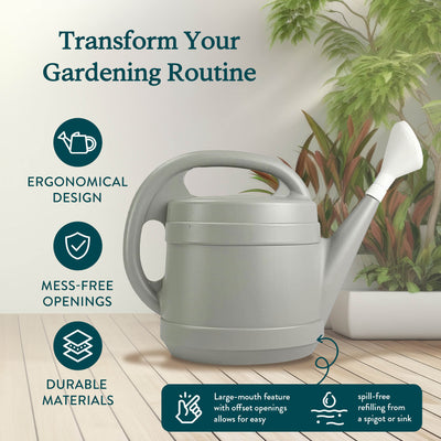 The HC Companies 2 Gal Plant Watering Can w/Large Mouth Feature, Gray (Open Box) - VMInnovations