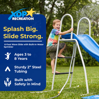 XDP Recreation 6 Foot Water Wave Slide with Built In Adjustable Water Sprinkler