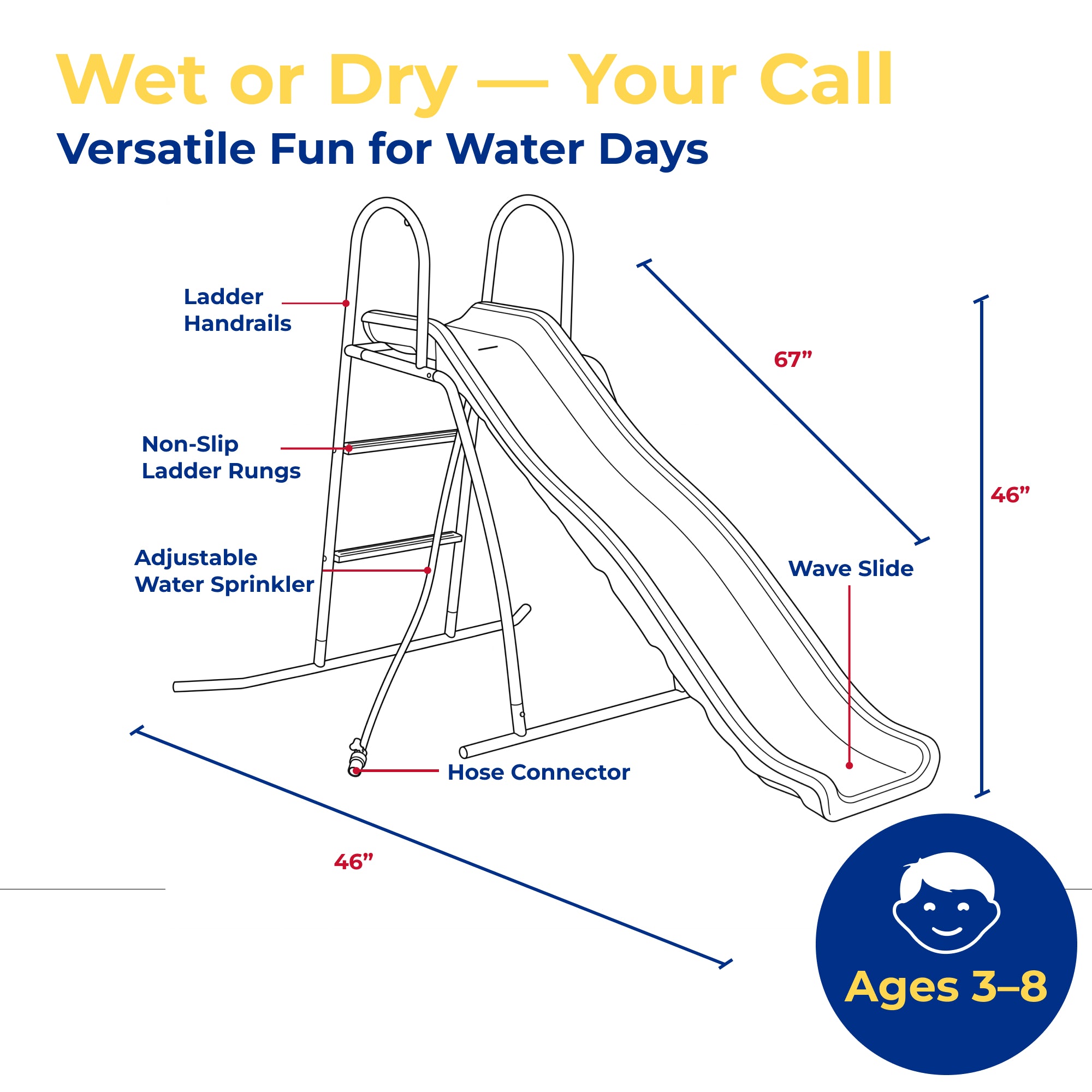XDP Recreation 6 Foot Water Wave Slide with Built In Adjustable Water Sprinkler