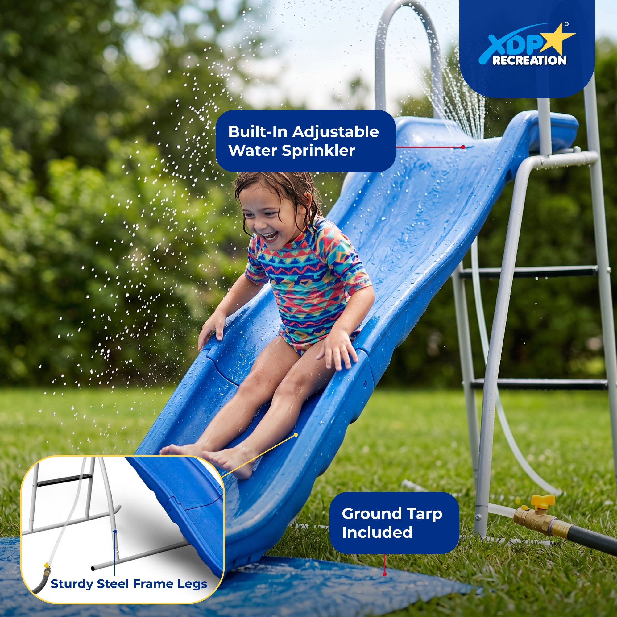 XDP Recreation 6 Foot Water Wave Slide with Built In Adjustable Water Sprinkler