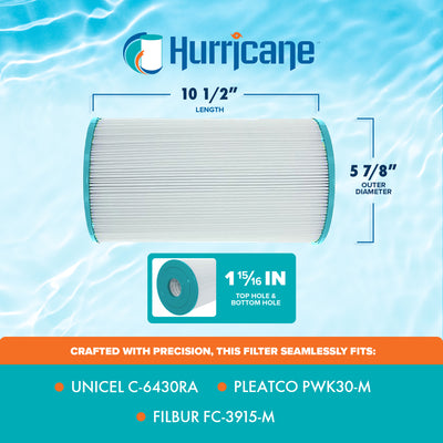 Hurricane Advanced Spa Filter Cartridge, Pleatco PWK30-M and Unicel C-6430RA