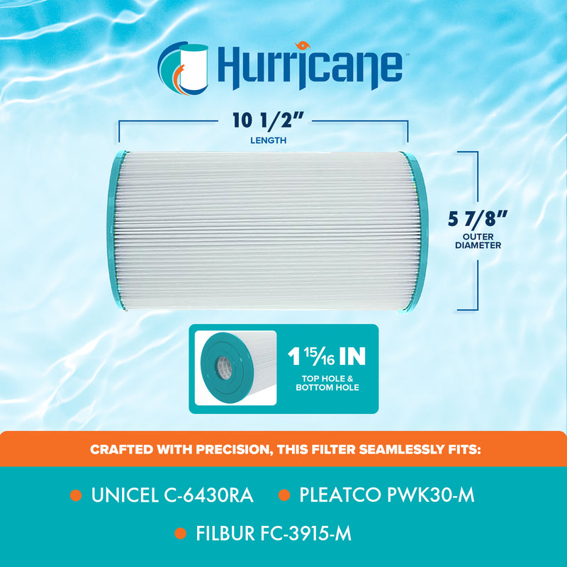 Hurricane Spa Filter Cartridge for Pleatco PWK30-M and Unicel C-6430RA(Open Box)