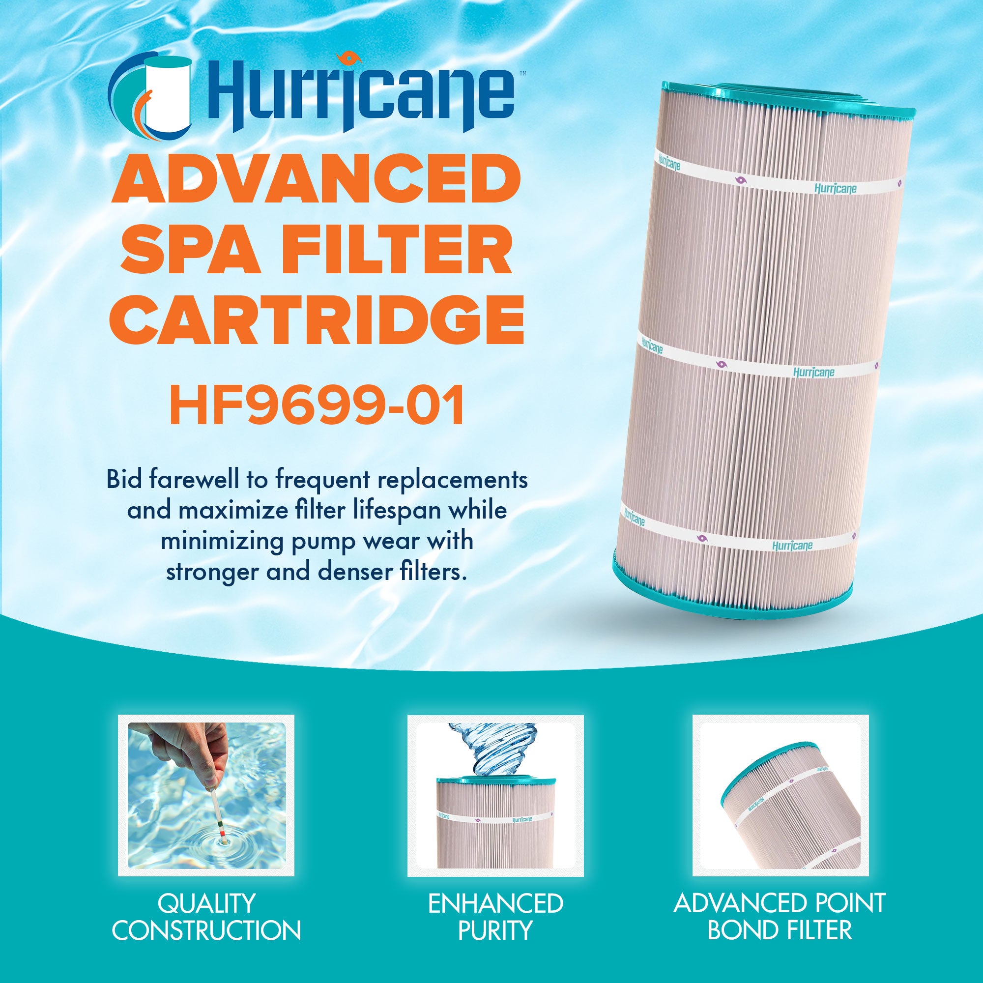 Hurricane 4 Pack HF9699-01 Advanced Pool and Spa Filter Cartridge Replacement