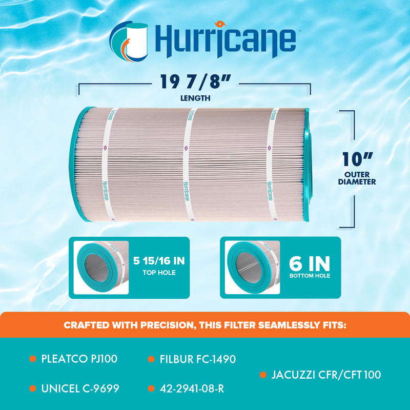 Hurricane Spa Filter Unicel C-9699, PJ100, and Filbur FC-1490, White (Open Box)