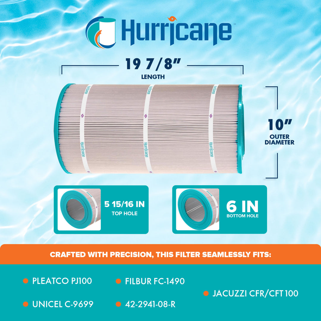 Hurricane 4 Pack HF9699-01 Advanced Pool and Spa Filter Cartridge Replacement