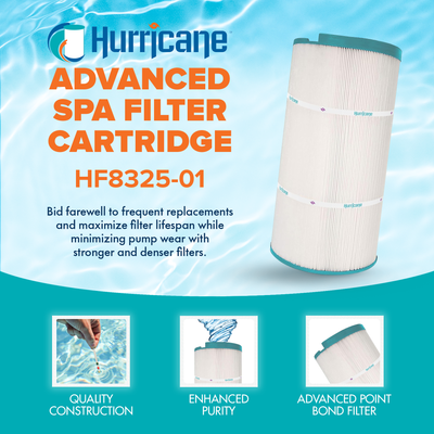 Hurricane Replacement Spa Filter Cartridge for PSD125U and Unicel C8325, 2 Pack - VMInnovations