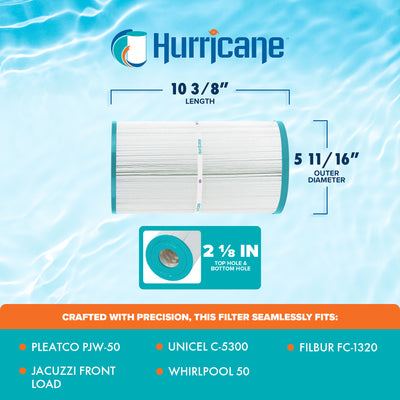 Hurricane Replacement Spa Filter Cartridge for PJW-50 & Unicel C-5300, 4 Pack